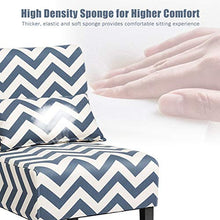 Load image into Gallery viewer, Giantex Set of 2 Armless Accent Chair w/Back Pillow, Wood Legs, Soft Sponge, Upholstered Fabric Accent Side Chair, Living Room Chair for Home, Bedroom, Office (2, Blue/White)
