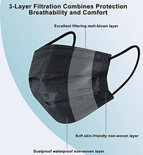 Load image into Gallery viewer, 50Pcs Disposable Face Masks, 3 Ply Disposable Masks, Black Face Mask
