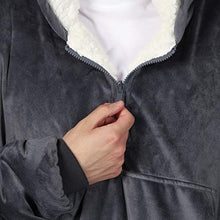 Load image into Gallery viewer, THE COMFY Original Quarter Zip | Oversized Microfiber &amp; Sherpa Wearable Blanket with Zipper, Seen On Shark Tank, One Size Fits All Charcoal

