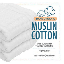Load image into Gallery viewer, AllSett Baby 8 Pack Muslin Burp Cloths Large 20" by 10" 100% Cotton, Hand Wash Cloth 6 Layers Extra Absorbent and Soft

