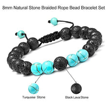 Load image into Gallery viewer, M MOOHAM Lava Rock Bracelet - 8mm Lava Rock Bead Blue Turquoise Anxiety Bracelet, Men Women Stress Relief Yoga Beads Aromatherapy Essential Oil Diffuser Healing Bracelets
