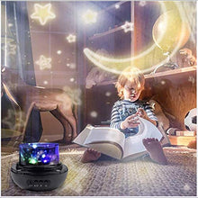 Load image into Gallery viewer, CWH&amp;WEN 2 in 1 LED Starry &amp; Undersea Projector Lamp, Rotating Night Light 8 Colors Mode LED Laser Night Lights Gift for Kids Children Living/Bedroom,Black
