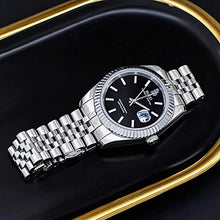 Load image into Gallery viewer, BUREI Men's Fashion Luxury Automatic Watch with Date Window Sapphire Crystal Stainless Steel Band and Cas

