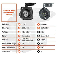 Load image into Gallery viewer, Bundle |WELLUCK 15 Amp 125V AC Power Inlet Port Plug with Integrated 18" Extension Cord, NEMA 5-15 RV Flanged Inlet with Waterproof &amp; Back Cover, 2 Pole 3-Wire Shore Power Plug for Boat
