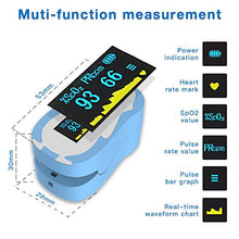 Load image into Gallery viewer, Wellue Children Pulse Oximeter Fingertrip with Warning Function, Blood Oxygen Saturation for Kids and Pulse Rate Monitor with Batteries, Lanyard (Blue)
