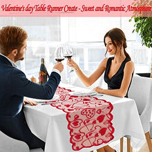 Load image into Gallery viewer, Valentines Table Runner Red Heart Print Valentines Day Decorations 13x72 inches Lace Love Table Runner for Home Wedding Party Valentines Day Table Decorations Long Line for Dinner(Random style)
