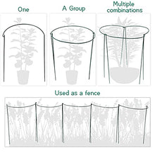 Load image into Gallery viewer, 10 Pack Garden Plant Support Stakes,10" Wide x 16" High Half Round Metal Garden Plant Support Ring Cage Border Support, Garden Supports for Plants Peony Flowers Vine Tomato with 66ft Plant Ties

