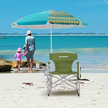 Load image into Gallery viewer, FUNDANGO Portable Lightweight Folding Camping Director Chair with Side Table Oversized Camp Chair Aluminum Fold Up Chair Heavy Duty Holds up to 300lbs, Green, 19" D x 25.2" W x 34.5" H
