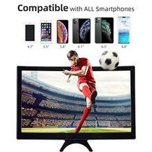 Load image into Gallery viewer, KYLIN 12" Cell Phone Screen Magnifier, Phone Screen Enlarger, Portable Universal Screen Amplifier for Cell Phone, HD Curved Screen Projector for Smartphone, with Foldable Phone Stand
