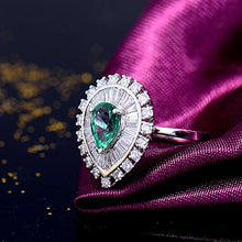 Load image into Gallery viewer, Beyond jewelry Fashion Natural Green Emerald 14Kt White Gold Diamond Engagement Wedding Ring

