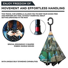 Load image into Gallery viewer, Lake Travel Umbrella Various Sized Condensed Rocks in River at Evening Time When Lamps Down Marine Theme Auto Open Close Portable Reverse Umbrellas for Outdoor

