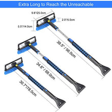 Load image into Gallery viewer, SEG Direct 39" Extendable Snow Brush with Squeegee Ice Scraper Telescoping Foam Grip for Car Truck SUV MPV Light Weight Anti-Freeze Extreme Durability Black and Blue
