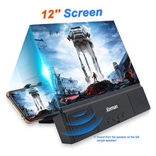 Load image into Gallery viewer, jteman 12'' 3D Mobile Phone Screen Magnifier with Bluetooth Speaker, HD Protable Movies Amplifier with Foldable Holder Stand, Support iPhone Xs Max/X / 8/8 Plus and Android All Smartphones
