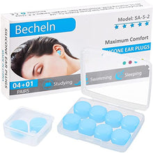 Load image into Gallery viewer, Reusable Silicone Ear Plugs, Waterproof Noise Cancelling Ear Plugs for Sleeping, Shooting, Airplanes, Concerts, Mowing, 22dB Highest NRR
