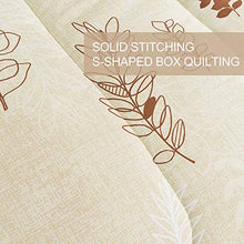 Load image into Gallery viewer, NANKO Queen Comforter Set 3pc 88 x 90 inch, Beige Floral Flower Pattern Printed Soft Microfiber Bedding - All Season Quilted Comforter with 2 Pillowshams - Farmhouse Bed Set for Women Men Yellow Leaf
