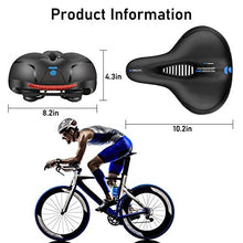 Load image into Gallery viewer, Waterproof Comfortable Wide Bike Seat with Red Warning Strip,Memory Foam Bicycle Saddle with Dual Shock Absorbing,Universal Fit Bike Cushion Replacement on Indoor/Outdoor Mountain Bikes for Women&amp;Men
