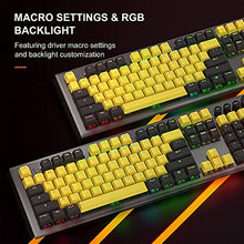 Load image into Gallery viewer, Mechanical Gaming Keyboard, PowerLead Wired Keyboard Rainbow RGB Backlit with Detachable Leather Wrist Rest, Programmable Settings with N-Key Flip, for Windows PC/MAC Games (104 Keys, Blue Switch)
