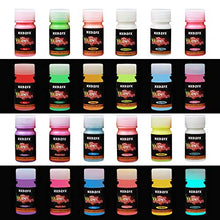 Load image into Gallery viewer, HXDZFX Glow in The Dark Paint UV Paint(Set of 12 Bottles 20g. Each) Safe Non-Toxic for Slime,Nails,Epoxy Resin,Acrylic Paint,Halloween,Fine Art and DIY Crafts
