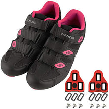 Load image into Gallery viewer, CyclingDeal Bicycle Road Bike Universal Cleat Mount Women's Cycling Shoes Black with 9-Degree Floating Look ARC Delta Compatible Cleats Compatible with Peloton Indoor Bikes Pedals Size 40
