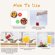 Load image into Gallery viewer, Portable Blender, Personal Blender for Shakes and Smoothies, 6 Stainless Steel Blades Cordless USB Rechargeable Juicer Cup with 4000mAh Batteries, Handheld 16oz Mini Travel Blender Small Fruit Mixer Detachable for Home Office Gym Outdoor, White
