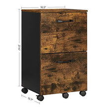 Load image into Gallery viewer, VASAGLE File Cabinet, with 2 Drawers, Mobile Filing Cabinet with Wheels, for A4, Letter Sized Documents, Hanging File Folders, Rustic Brown and Black UOFC040B01
