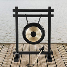 Load image into Gallery viewer, Eastar Gong Desk Gong Instrument Large Gong Desk Chime Meditation Gong Percussion Instruments with Mallet Desktop Gong Table Chime Black/Bronze
