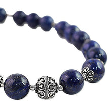 Load image into Gallery viewer, NOVICA Lapis Lazuli .925 Sterling Silver Beaded Necklace, 23" 'Indigo Allure'
