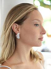 Load image into Gallery viewer, Mariell Cubic Zirconia Marquis-Cut Graceful Curved Cluster Bridal Wedding Earrings - Platinum Plated
