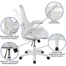 Load image into Gallery viewer, Flash Furniture High Back White Mesh Ergonomic Swivel Office Chair with White Frame and Flip-up Arms
