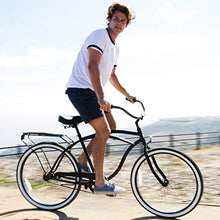 Load image into Gallery viewer, sixthreezero Around The Block Men's Single-Speed Beach Cruiser Bicycle, 26" Wheels, Matte Black with Black Seat and Grips
