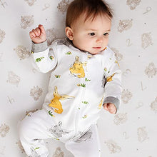 Load image into Gallery viewer, Burt's Bees Baby baby girls &amp; Play, Organic One-piece Romper-jumpsuit Pj, Zip Front Footed Pajama and Toddler Sleepers, Bunny Trail, 0-3 Months US
