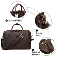 Load image into Gallery viewer, Jack&amp;Chris Genuine Brown Leather Briefcase Bag Mens Messenger Bag 14 inch Leather Laptop Bag for Men, NM1864-5
