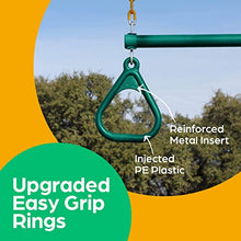 Load image into Gallery viewer, Jungle Gym Kingdom 18" Trapeze Swing Bar Rings 48" Heavy Duty Chain Swing Set Accessories &amp; Locking Carabiners (Green)
