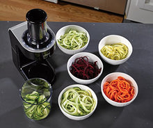 Load image into Gallery viewer, Oster Easy-to-Use Electric Spiralizer with 2 Spiralizer Blades (sized for spaghetti and fettuccine noodles), Black
