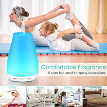 Load image into Gallery viewer, URPOWER 2nd Version Essential Oil Diffuser Aroma Essential Oil Cool Mist Humidifier with Adjustable Mist Mode,Waterless Auto Shut-Off and 7 Color LED Lights Changing for Home (White)
