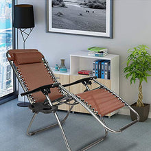 Load image into Gallery viewer, Goujxcy Outdoor Folding Chairs,Outdoor Lounge Patio Chairs with Pillow and Utility Tray Adjustable Folding Recliner for Deck,Patio,Beach,Yard Pack 2，Brown
