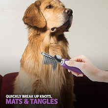 Load image into Gallery viewer, Poodle Pet Dematting Fur Rake Comb Brush Tool - with Long 2.5 Inches Steel Safety Blades for Detangling Matted or Knotted Undercoat Hair.
