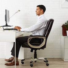 Load image into Gallery viewer, AmazonBasics High-Back, Leather Executive, Swivel, Adjustable Office Desk Chair with Casters, Brown
