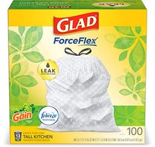 Load image into Gallery viewer, Glad ForceFlex Tall Kitchen Drawstring Trash Bags, 13 Gal, 100 Ct (Package May Vary)
