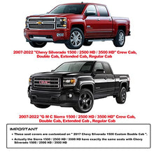 Load image into Gallery viewer, Aierxuan Seat Covers for Cars Full Set Chevy Chevrolet Silverado GMC Sierra Pickup 2007-2022 1500 2500HD 3500HD Crew Double Extended Cab Waterproof Leather Seat Protectors (Full Set, Black)
