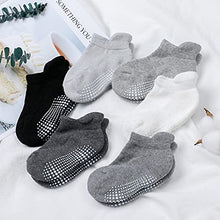 Load image into Gallery viewer, Baby Non Slip Grip Ankle Socks - Grip Crew Socks with Non Slip/Anti Skid Soles, 6 Pairs of Cotton Socks for Infants Toddlers(1-3 years)
