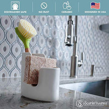 Load image into Gallery viewer, Scarlettwares Sponge Scrub Brush Holder Kitchen Caddy Ceramic White Kitchen Sink
