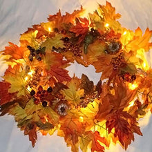 Load image into Gallery viewer, SHANSHAN Fall Wreath 17inch Thanksgiving Day tmas Decor Ornament Wall Hanging Garlands Harvest Gift for Front Door Rattan Base Handcrafted Holiday Artificial Maple Leaves
