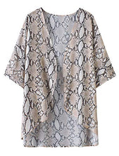 Load image into Gallery viewer, Women's Snake Print Tops Kimono Cover Ups Shirts Summer Chiffon Beach Boho Sheer Cardigan S

