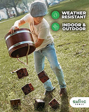 Load image into Gallery viewer, SWOOC Games - Yardzee, Farkle &amp; 20+ Games - Giant Yard Dice Set (All Weather) with Wooden Bucket, 5 Big Laminated Score Cards, and Dry Erase Marker - Jumbo Backyard Lawn Games
