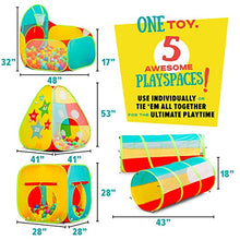 Load image into Gallery viewer, Children’s 5pc Pop Up Play Tent with Ball Pit &amp; Crawl Tunnel – Pretend Playhouse for Kids, Toddlers, Boys, Girls, Indoors &amp; Outdoors – Target Game with 4 Dart Balls – with Carry Case
