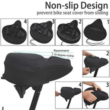 Load image into Gallery viewer, DAWAY C9 Comfortable Exercise Bike Seat Cover - Extra Large Wide Foam &amp; Gel Padded Bicycle Saddle Cushion for Women Men, Fits Spin, Stationary, Cruiser Bikes, Indoor Cycling, Soft

