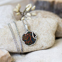 Load image into Gallery viewer, 925 Sterling Silver Black Fire Opal Vintage Style Large Pendant; Libra October Birthstone; Dainty Black Stone Pendant; Handmade Antique Style Black Opal Necklace For Classy Women
