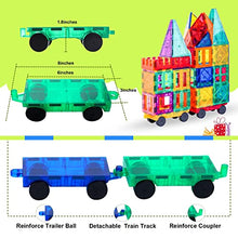 Load image into Gallery viewer, Magnetic Tiles with 2 Cars, Building Blocks Magnets Toys for Kids Toddlers, Educational Toys for 3+, STEM Preschool Learning Toys &amp; Gifts for Kids Ages 3 4 5 6 Year Old Boys Girls
