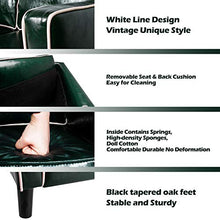 Load image into Gallery viewer, Mid Century Modern 3 Piece Sectional Sofa Set Couches for Living Room Faux Leather Armrest Office Couch Set Loveseat for Small Spaces, Home Furniture Green (Loveseat + 2 Single (3pcs), Green &amp; White)
